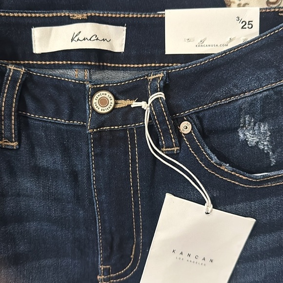 KanCan Dark Wash Distressed High Rise Skinny Jeans Women Size 25 NWT Casual - Picture 5 of 8